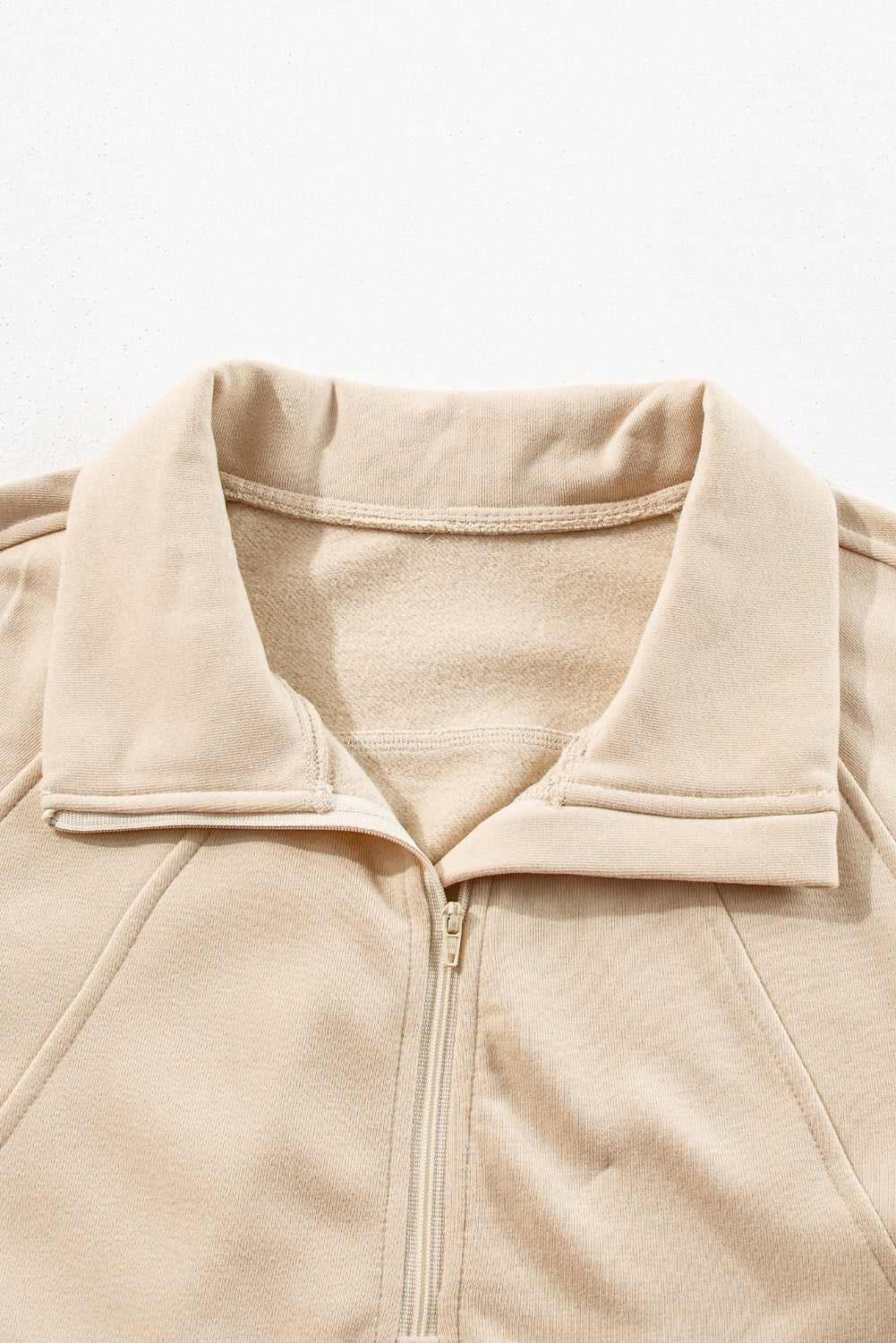 Zip Up Stand Collar Ribbed Thumbhole Sleeve Sweatshirt