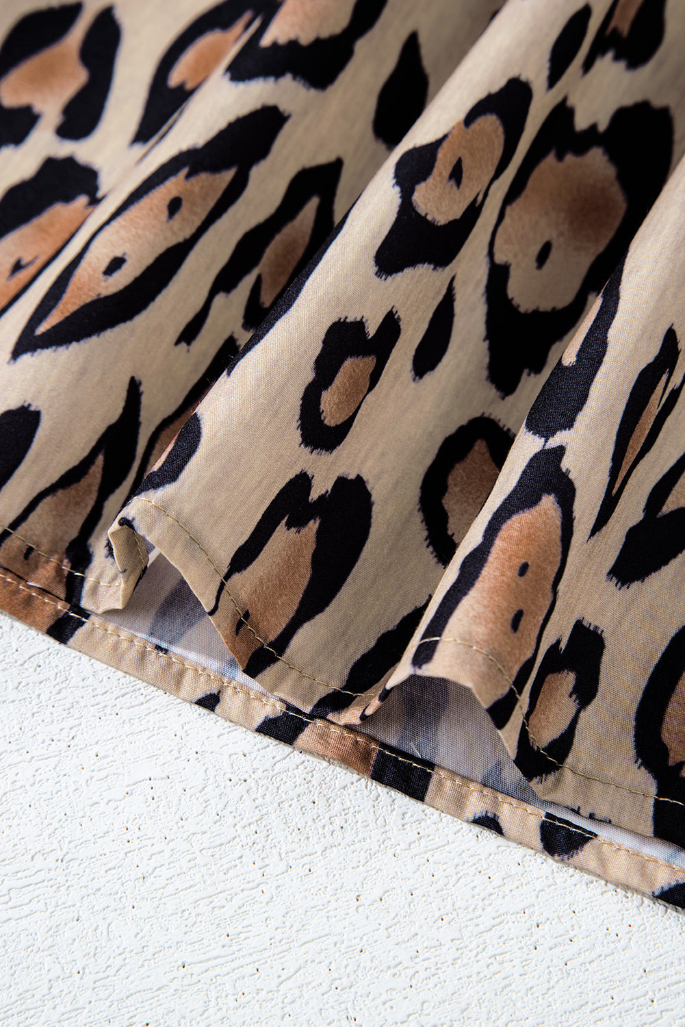 Light French Beige Leopard Print Balloon Sleeve Loose Blouse  Shop One Place