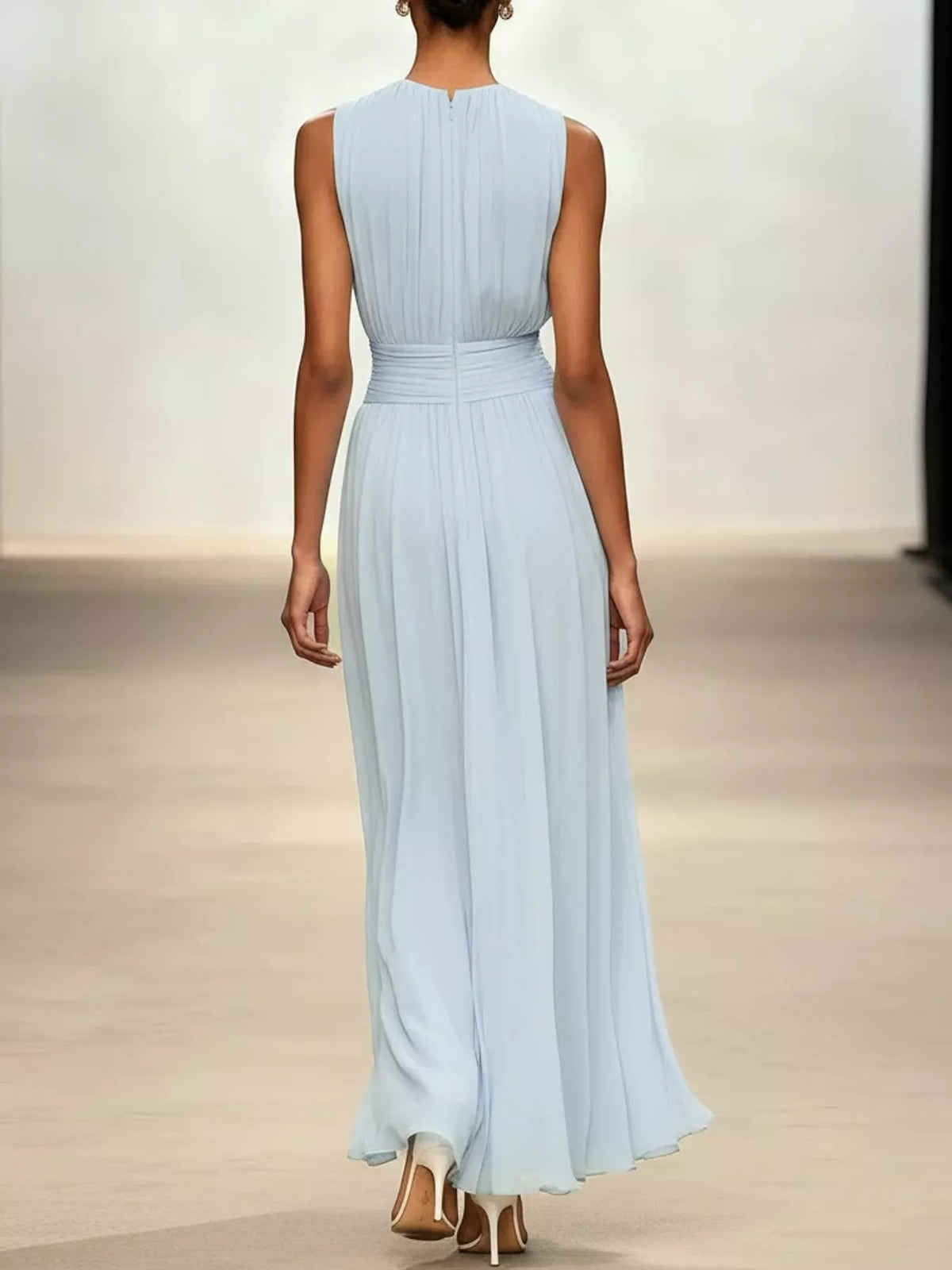 Women's Sleeveless Ruched Chiffon Maxi Dress – view 2
