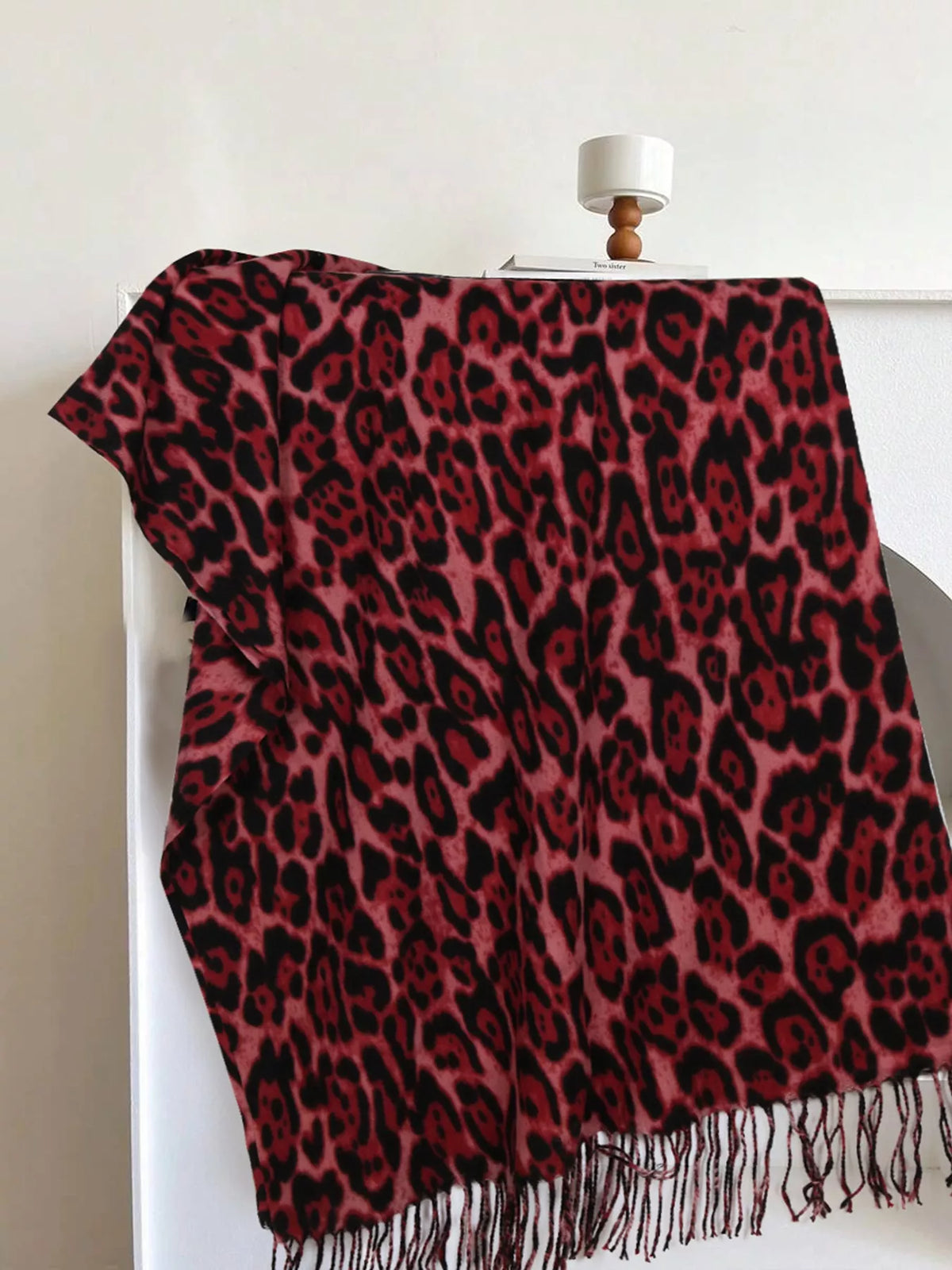 Leopard Print Fringe Scarf – view 4
