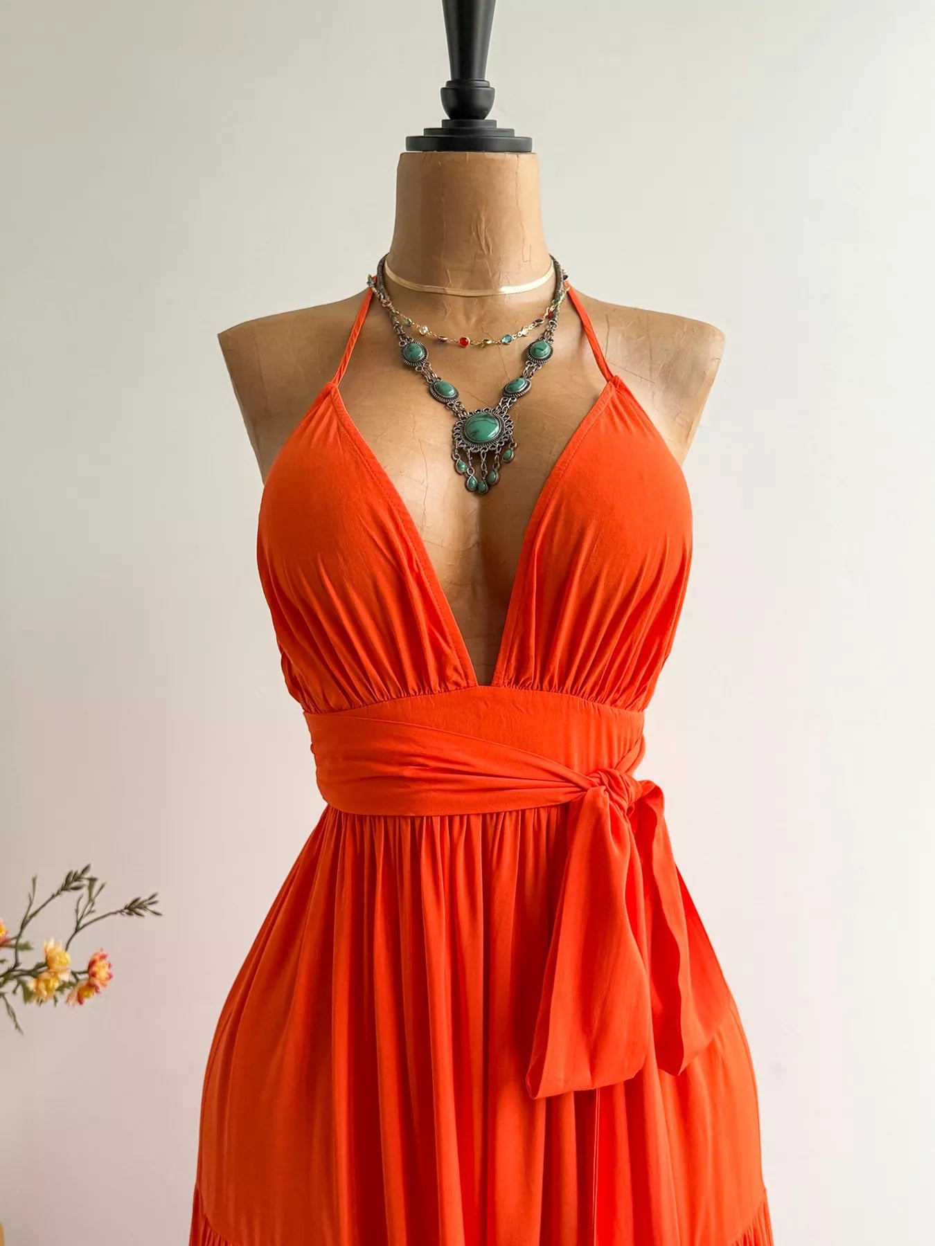 Halter Neck Tiered Dress  Shop One Place