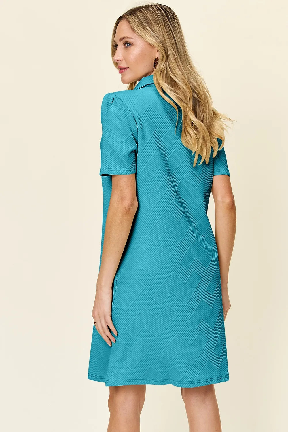 Double Take Full Size Texture Collared Neck Short Sleeve Dress  Shop One Place