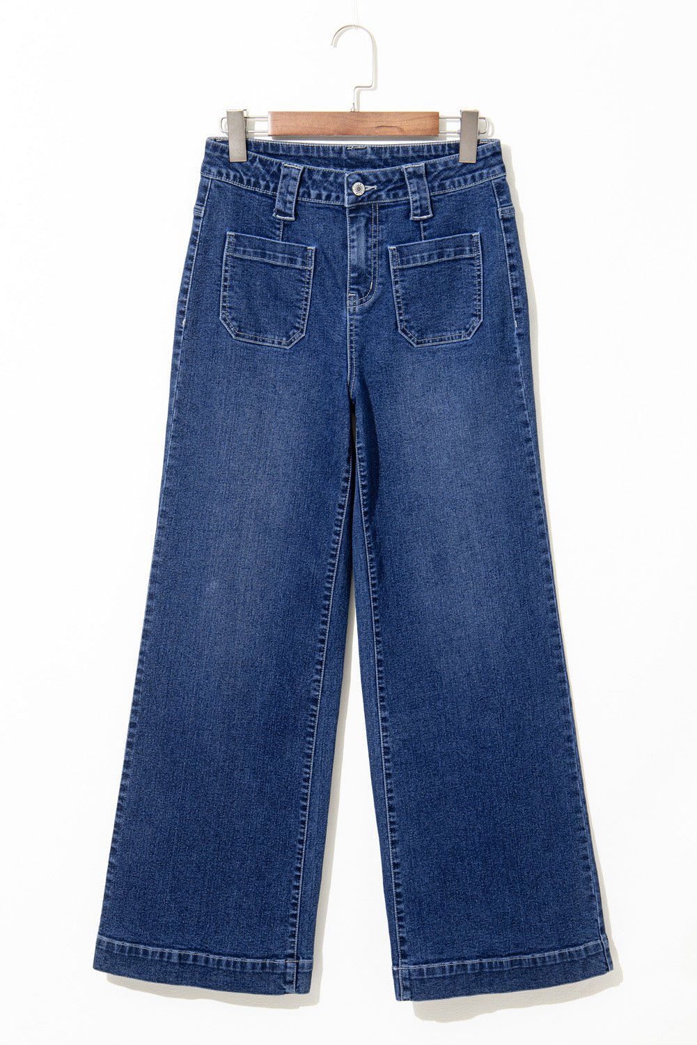 Sail Blue Wide Leg Pocketed High Waist Jeans  Shop One Place