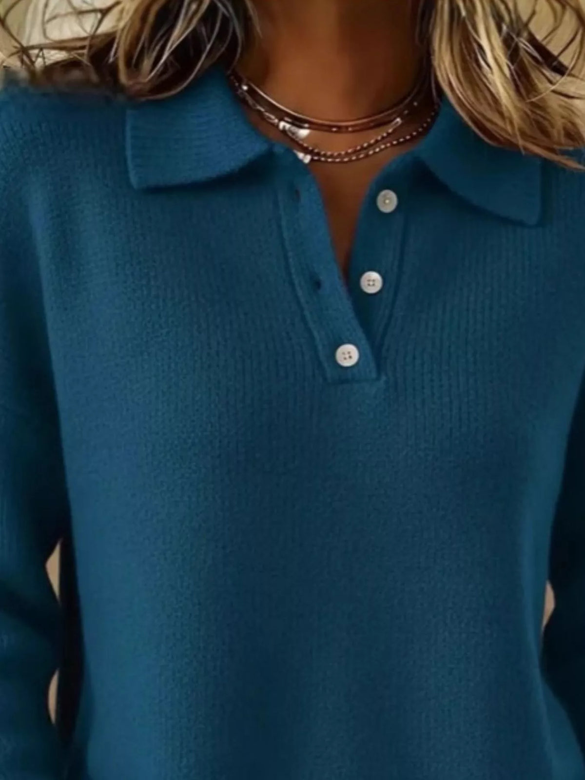 Full Size Button Detail Drop Shoulder Sweater Plus Size  Shop One Place