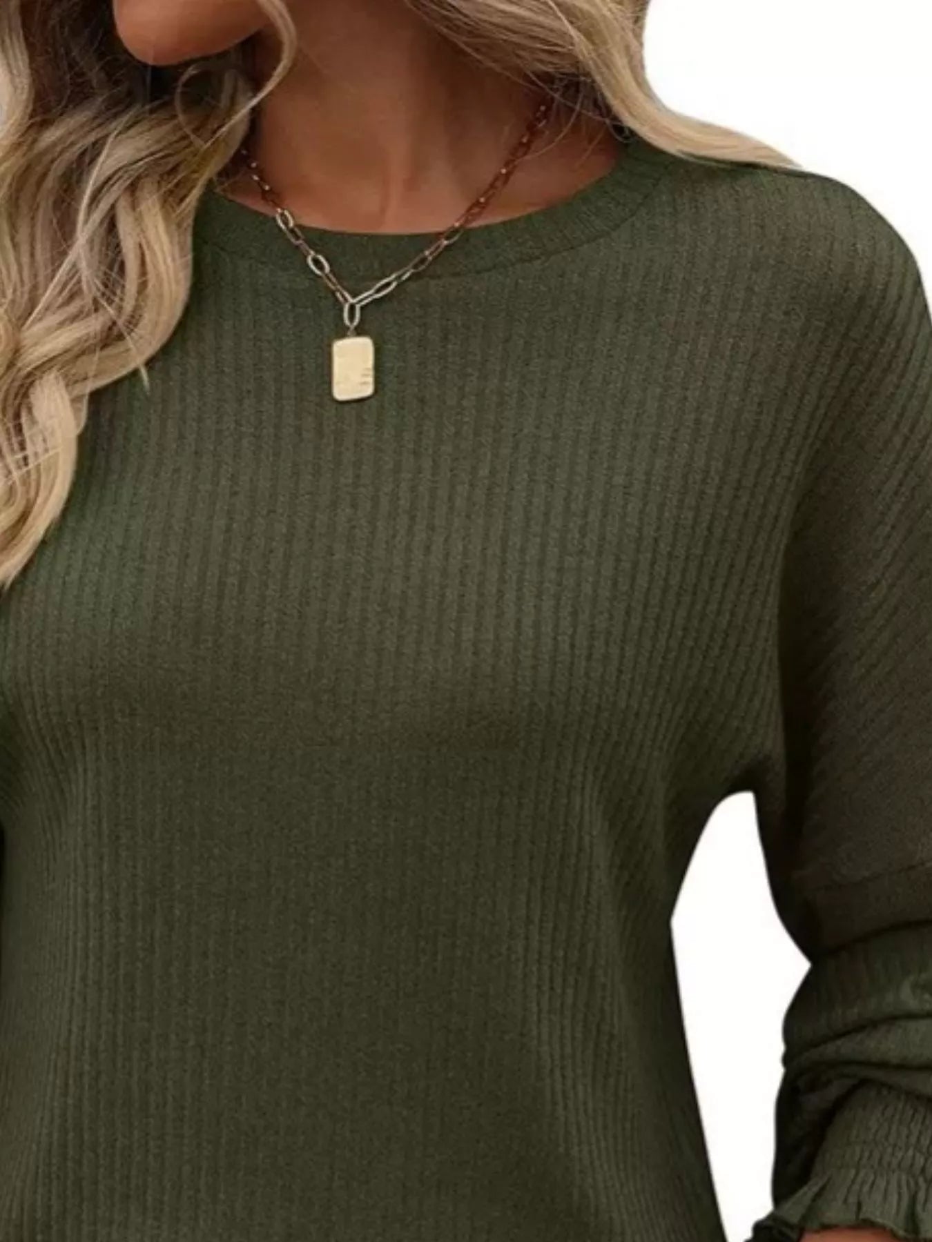 Ribbed Knit Long Sleeve T-Shirt  Shop One Place