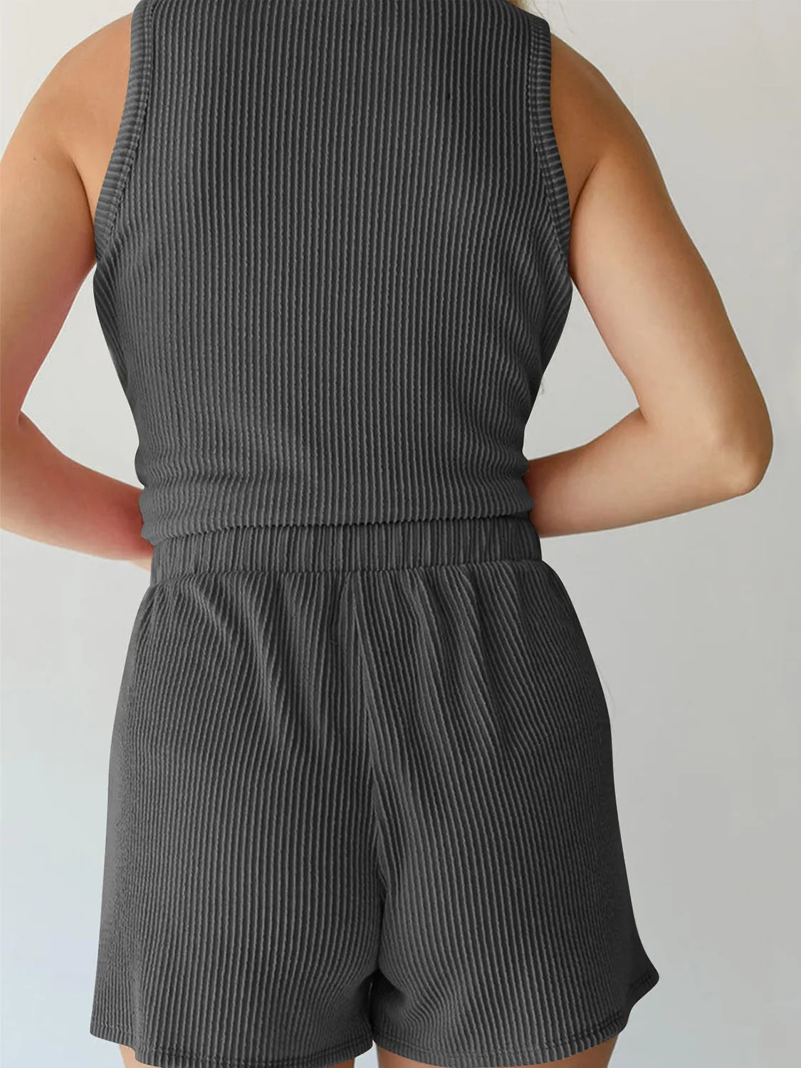 Round Neck Sleeveless Top and Shorts Set  Shop One Place