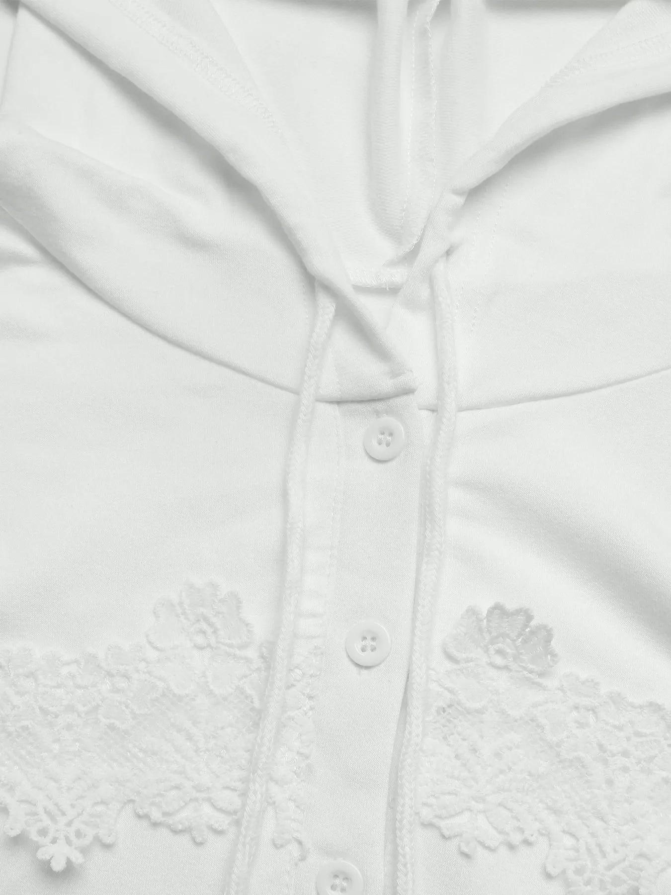 Lace Detail Long Sleeve Drawstring Hoodie  Shop One Place