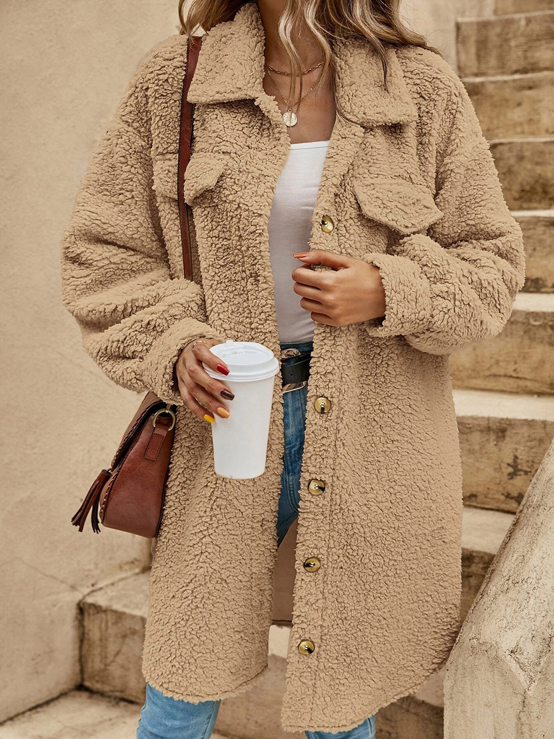 Collared Button Down Coat  Shop One Place