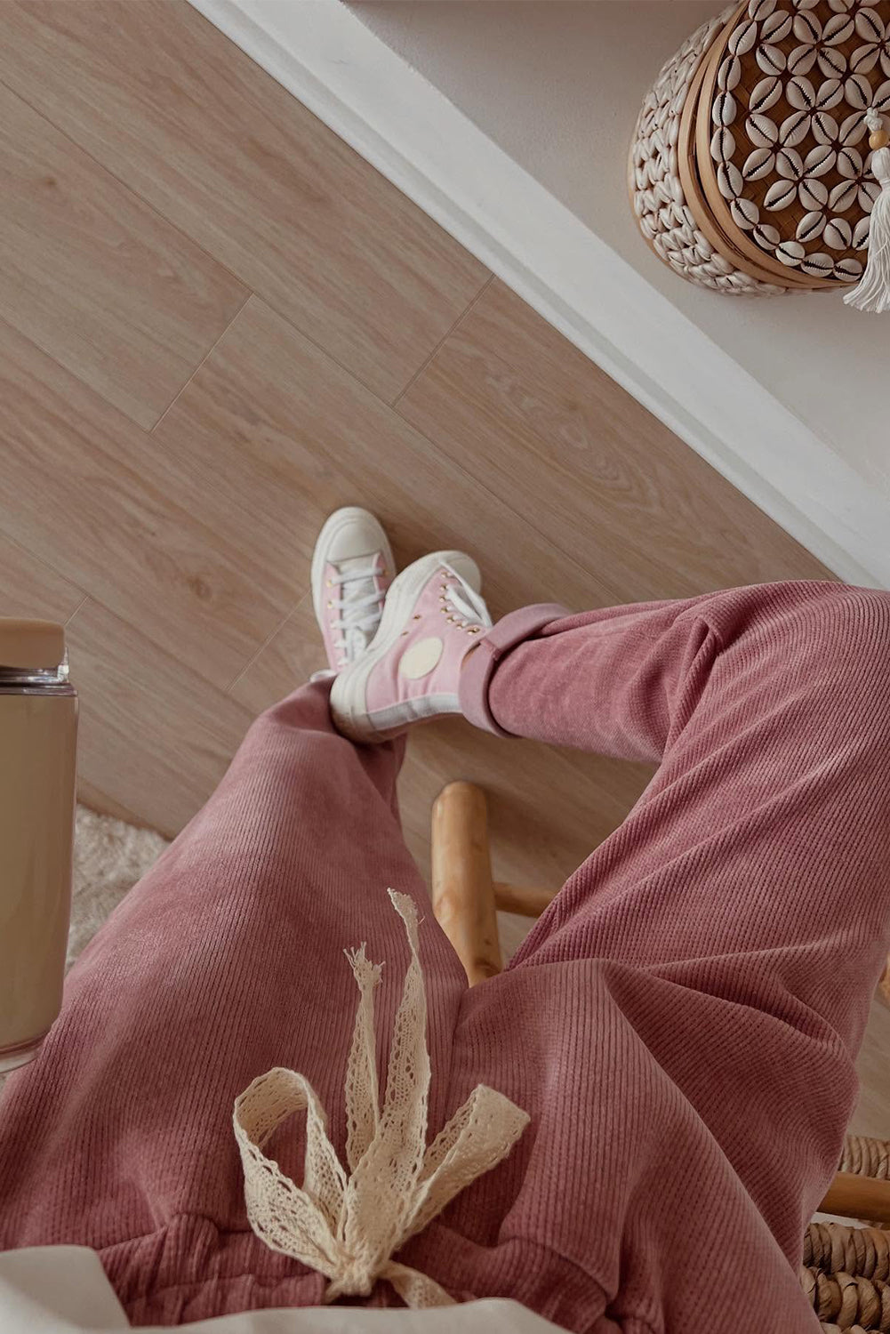 Jet Stream Drawstring Pullover Hoodie and High Waist Pants Corduroy Suit  Shop One Place