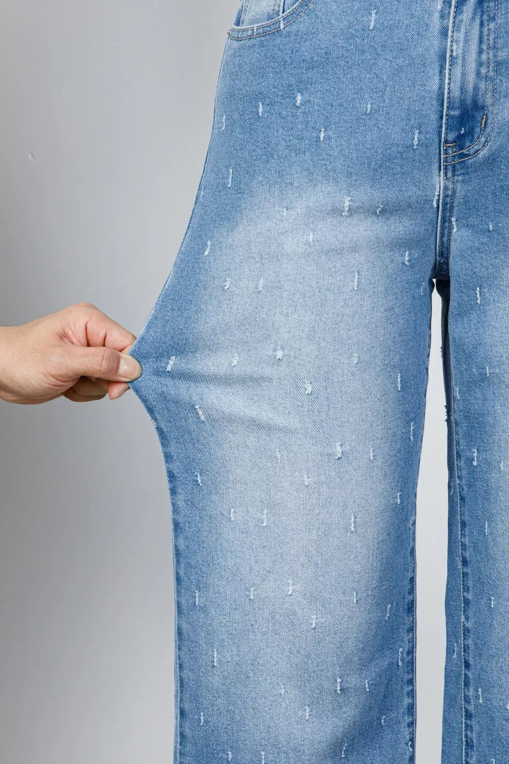 Distressed Detail Tummy Control Raw Hem Jeans  Shop One Place