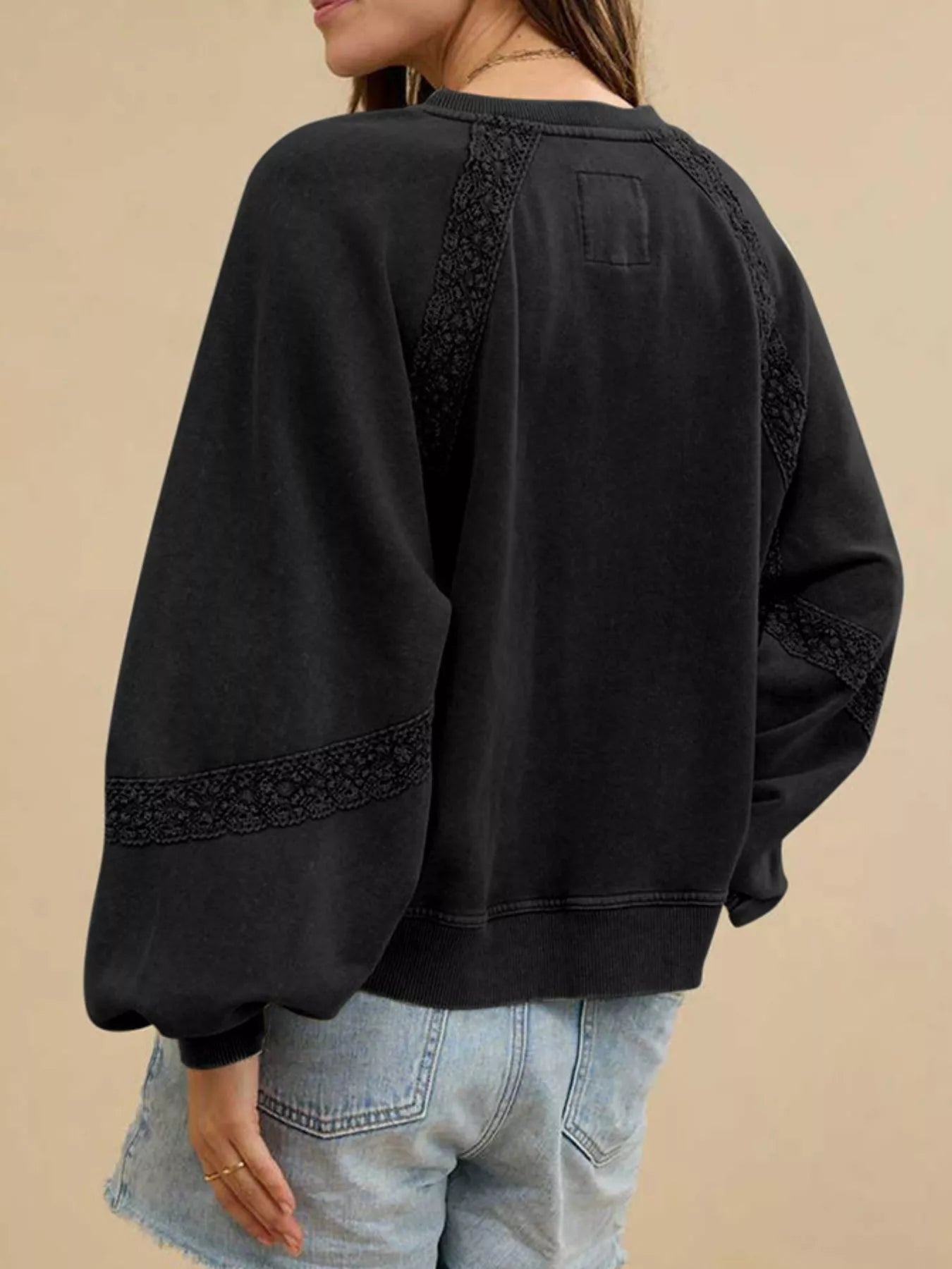 Notched Raglan Sleeve Sweatshirt  Shop One Place