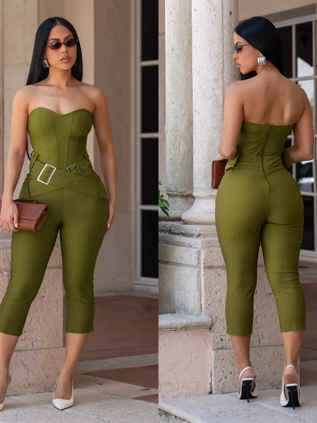 Belted Tube Skinny Jumpsuit  Shop One Place