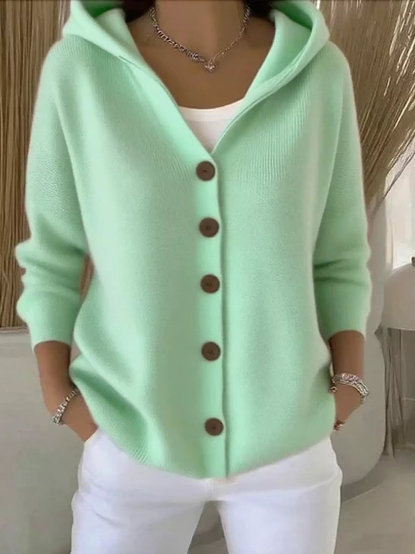 Full Size Hooded Button-Front Soft Knit Cardigan Plus Size  Shop One Place