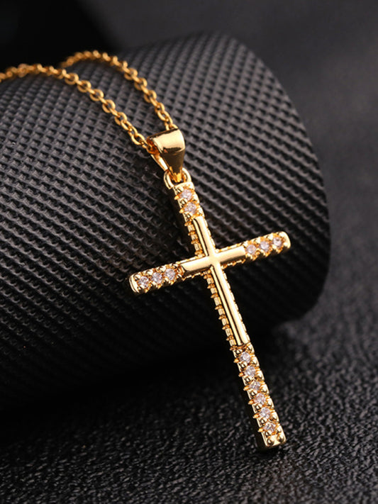 Fashionable and personalized hip-hop electroplated micropaved zirconia cross pendant necklace