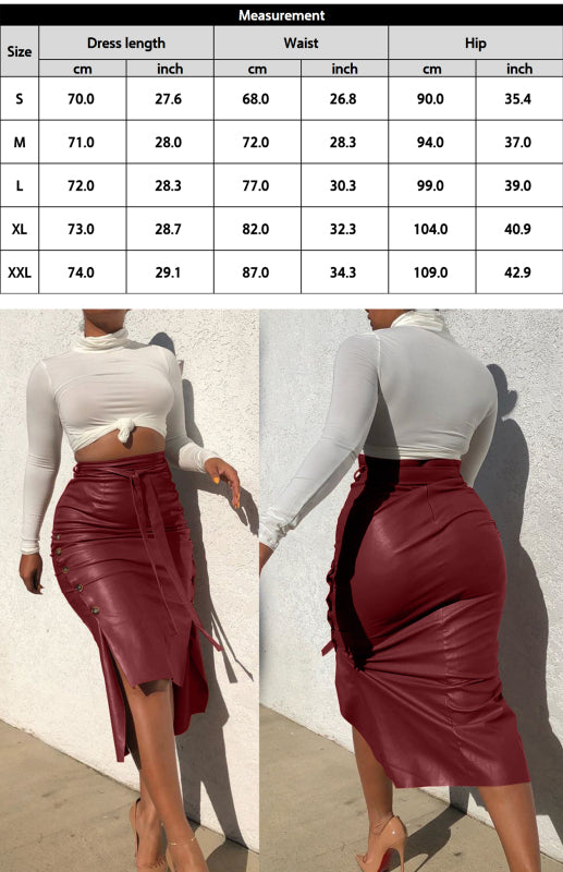 Ladies Casual Fashion Slit Mid Length Slim Skirt