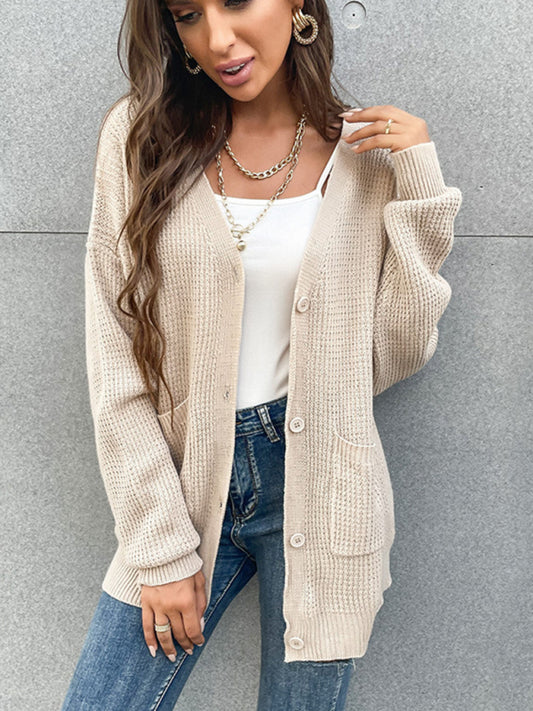 Women's button pocket cardigan knitted sweater coat  Shop One Place