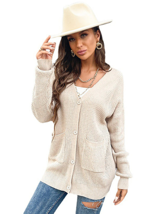 Women's button pocket cardigan knitted sweater coat  Shop One Place