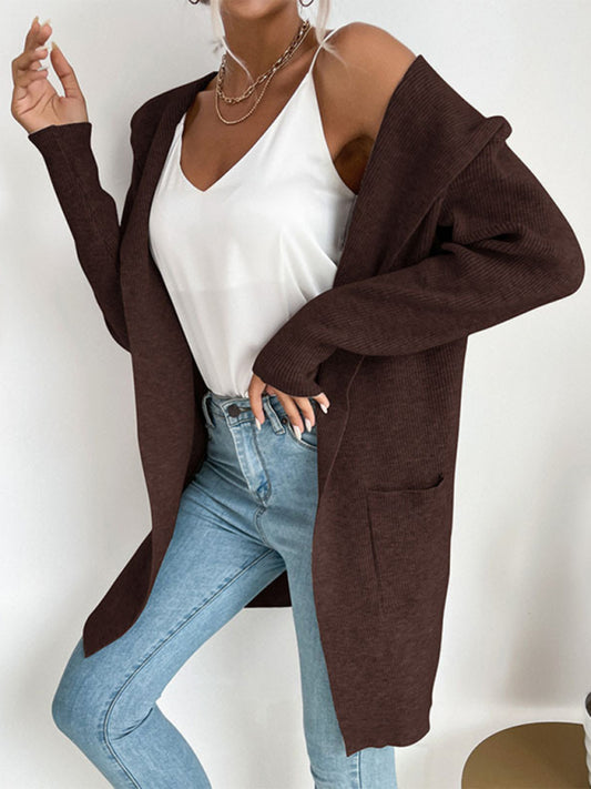 Women's hooded pit knitted sweater cardigan coat  Shop One Place