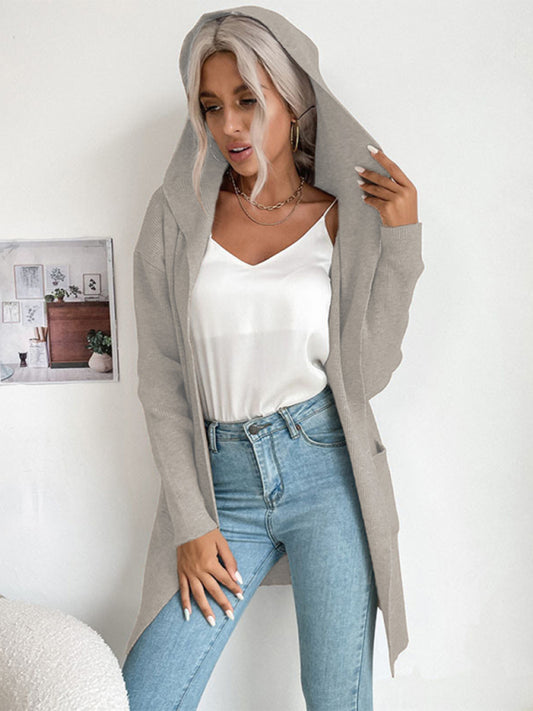 Women's hooded pit knitted sweater cardigan coat  Shop One Place