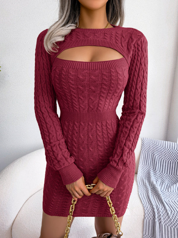 Cable Knit Cutout Sweater dress