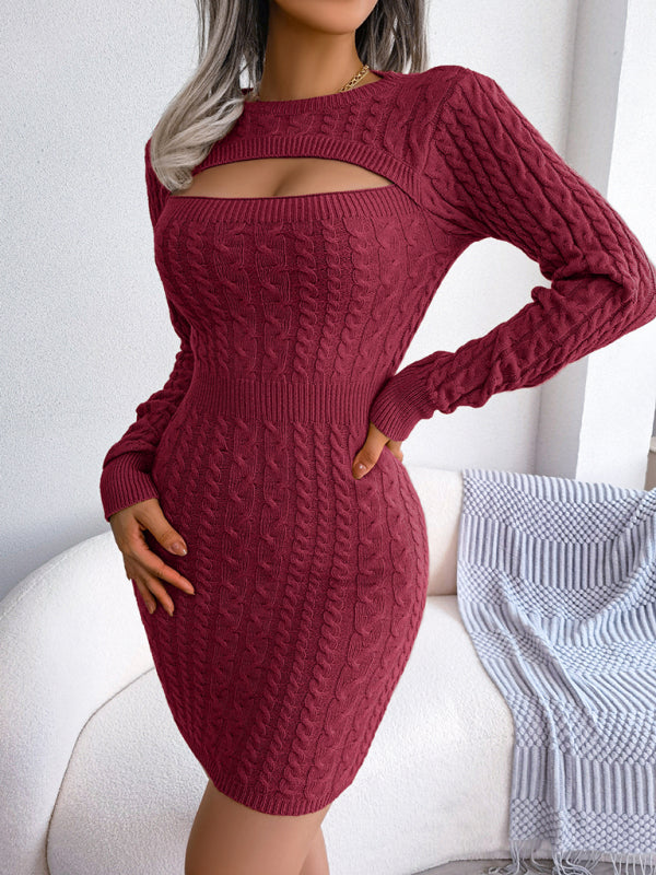 Cable Knit Cutout Sweater dress