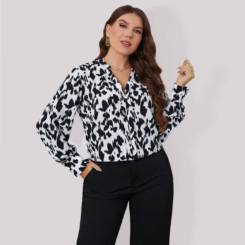 Plus size fashion niche retro foreign gas leopard shirt