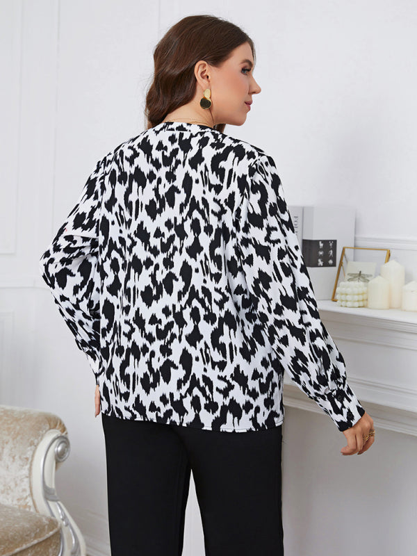 Plus size fashion niche retro foreign gas leopard shirt