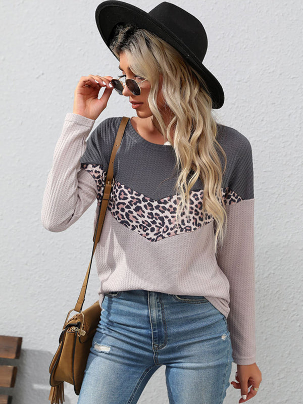 Leopard Print Drop Shoulder Knit Top