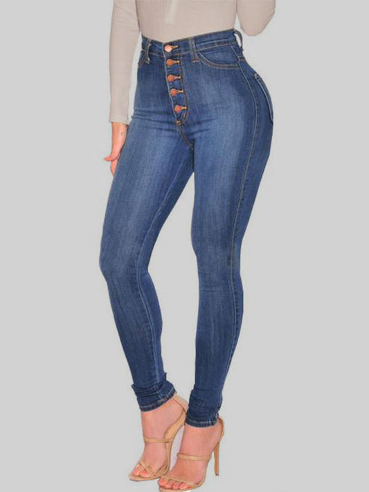 Women's Fashion Versatile High Waist High Elastic Hip Lift Jeans  Shop One Place