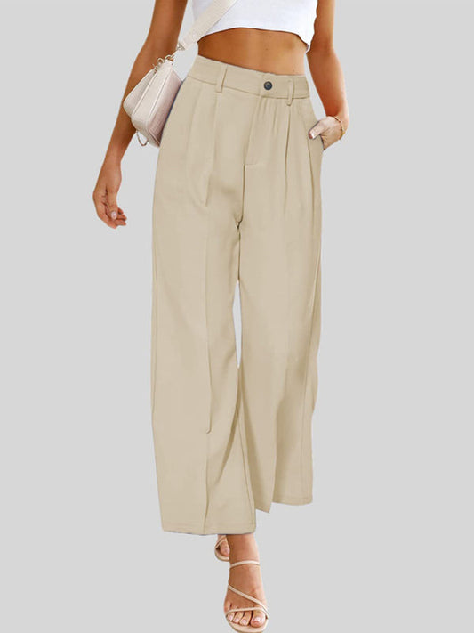 Women's Casual Wide Leg Dress Pants High Waist Button Down Trousers With Pockets  Shop One Place