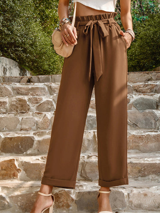 Women's Woven Solid Color Commuter Trousers  Shop One Place