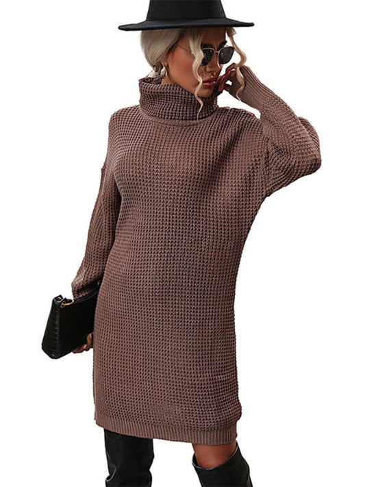 New women's solid color turtleneck sweater dress  Shop One Place