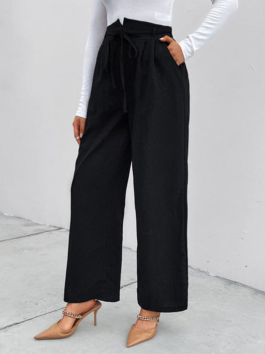 Women's elastic elastic loose wide leg long pants  Shop One Place