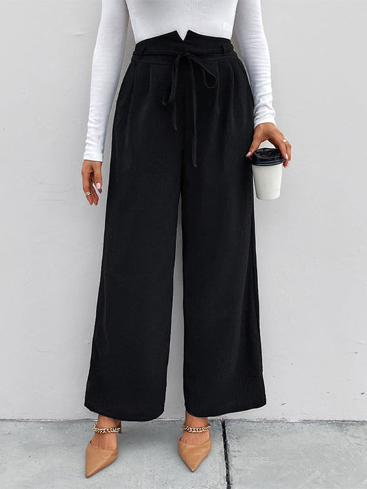 Women's elastic elastic loose wide leg long pants  Shop One Place