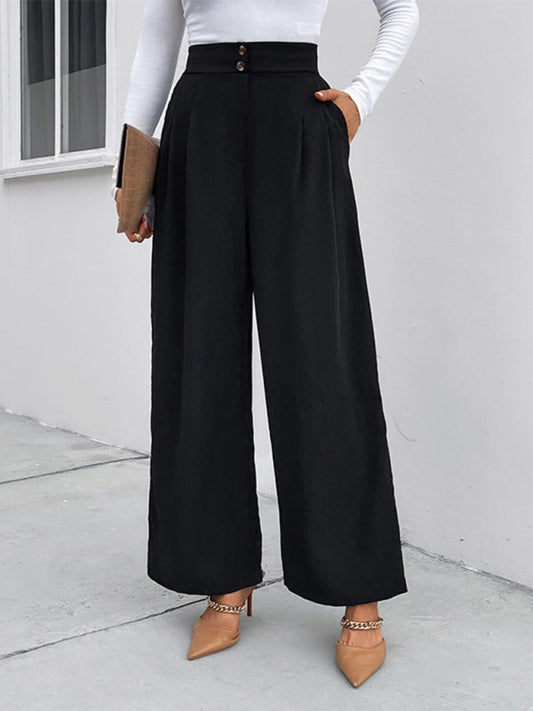 Women's elastic elastic loose wide leg long pants  Shop One Place