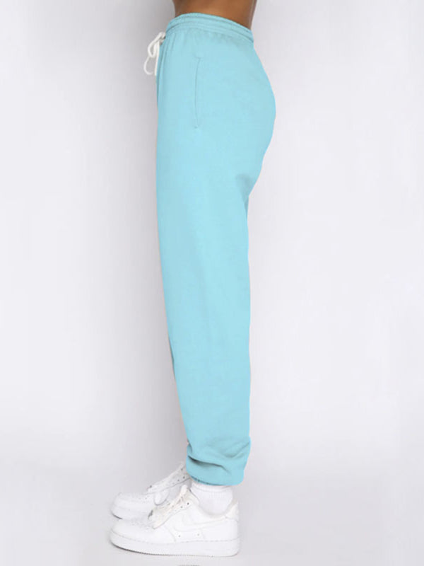 Women's new solid color stand-up collar zipper pullover long-sleeved sweatshirt and trousers suit  Shop One Place