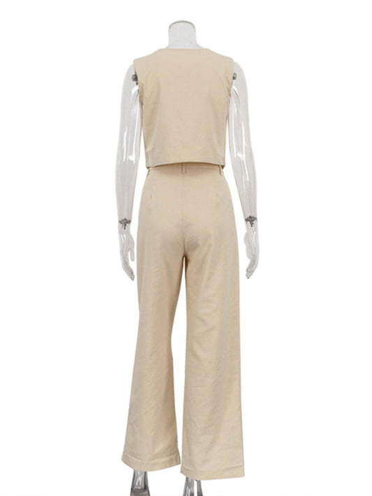 New casual and fashionable sleeveless vest, vest and trousers two-piece set  Shop One Place