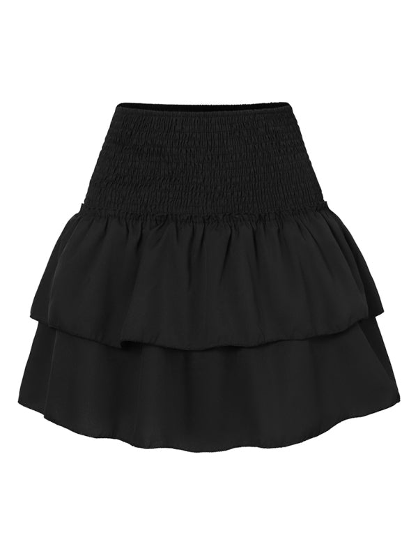 Women's Fashion Ruffled Floral Half-length Pleated Skirt