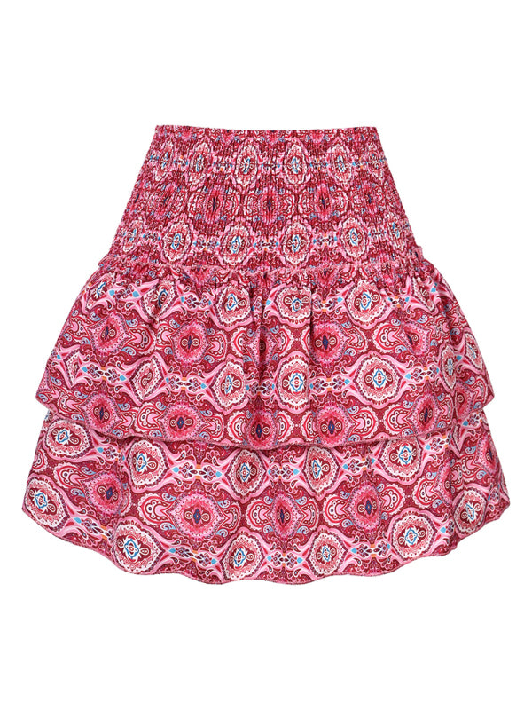 Women's Fashion Ruffled Floral Half-length Pleated Skirt