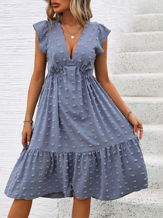 New ruffle sleeve loose jacquard dress