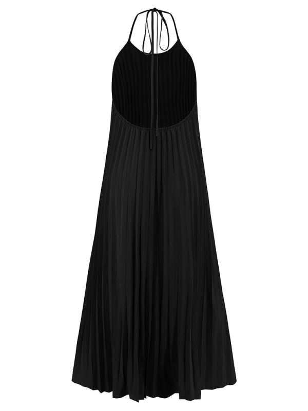 New A-hem pleated beach vacation long dress