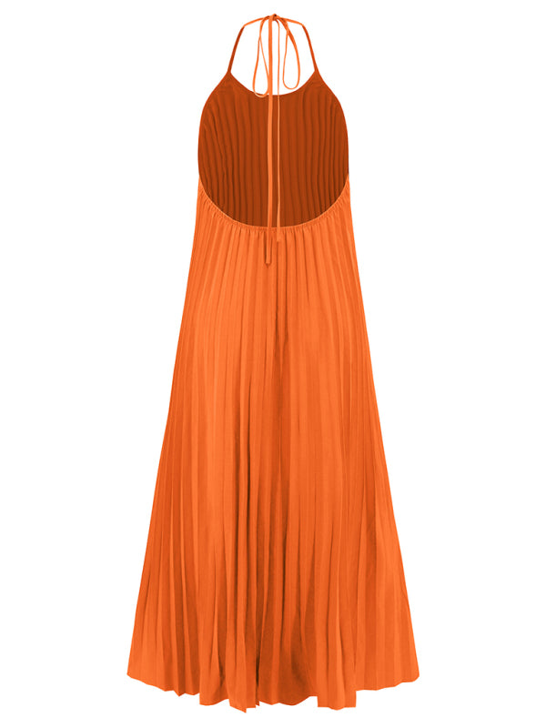 New A-hem pleated beach vacation long dress