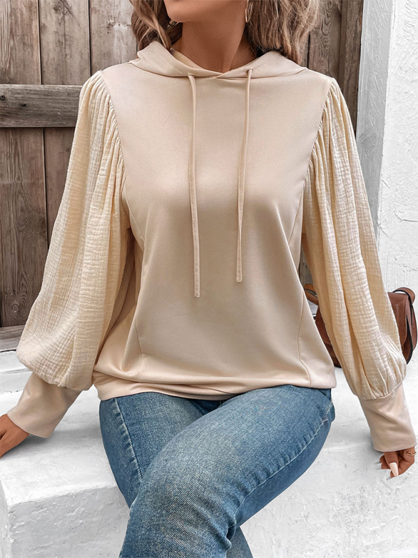 Women's puff sleeve hooded sweatshirt