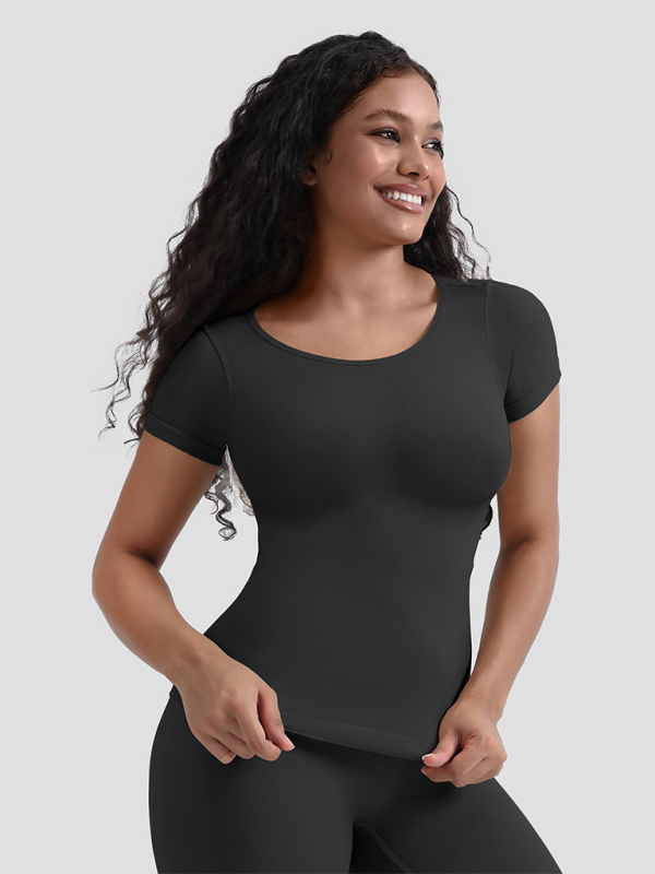 New corset seamless short-sleeved tight waist shaping T-shirt