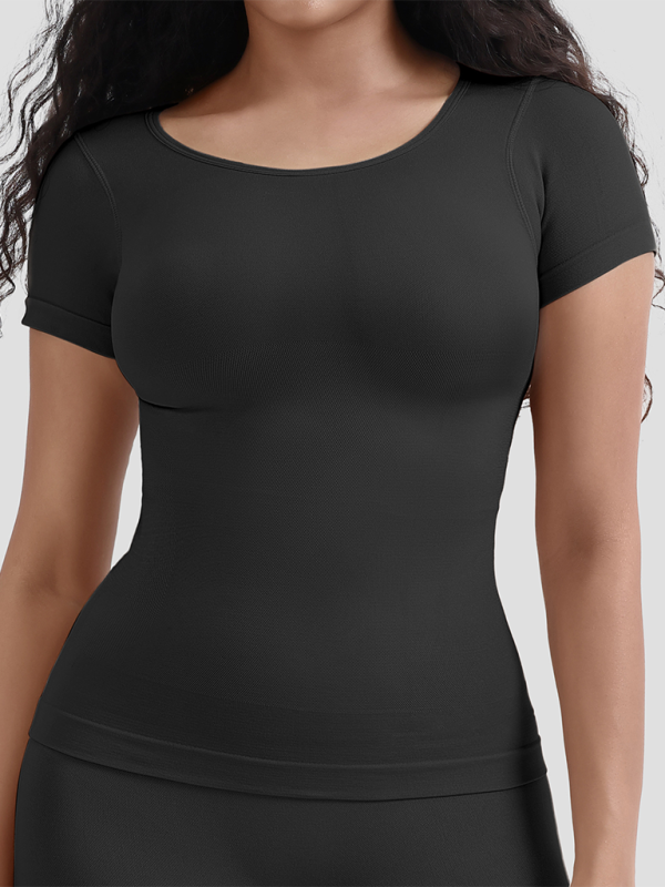 New corset seamless short-sleeved tight waist shaping T-shirt