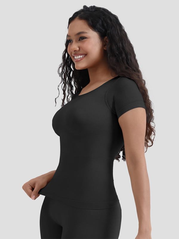 New corset seamless short-sleeved tight waist shaping T-shirt