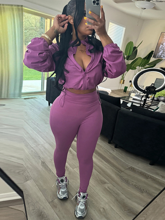 Sexy drawstring waist belly top high waist tight pants Suit