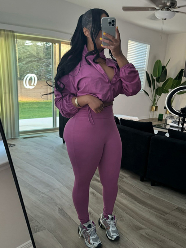 Sexy drawstring waist belly top high waist tight pants Suit