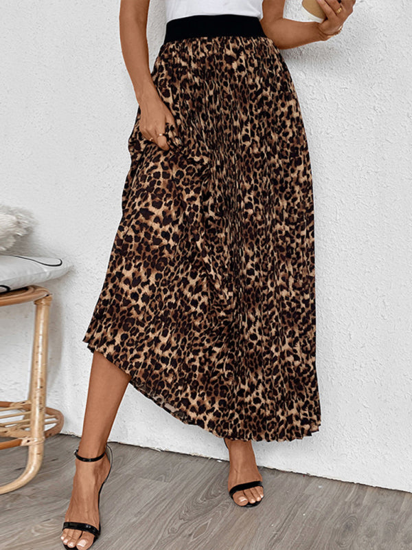 Leopard Pleated Skirt