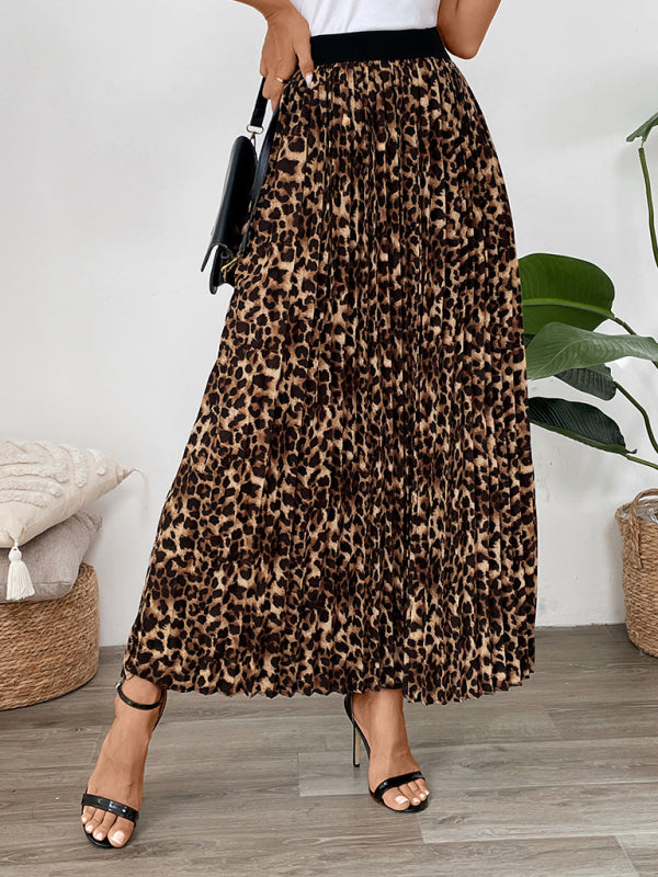 Leopard Pleated Skirt